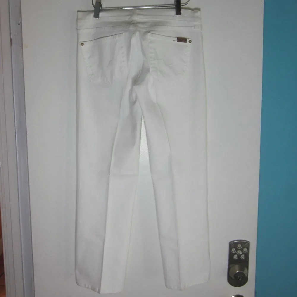 7 for all Mankind Womens Size 30 Crop Bootcut White Denim Jeans Casual Summer